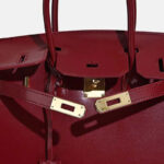 Women's Stiff Smooth Split Leather Top Handle Bags Gold & Silver Hardware 30cm