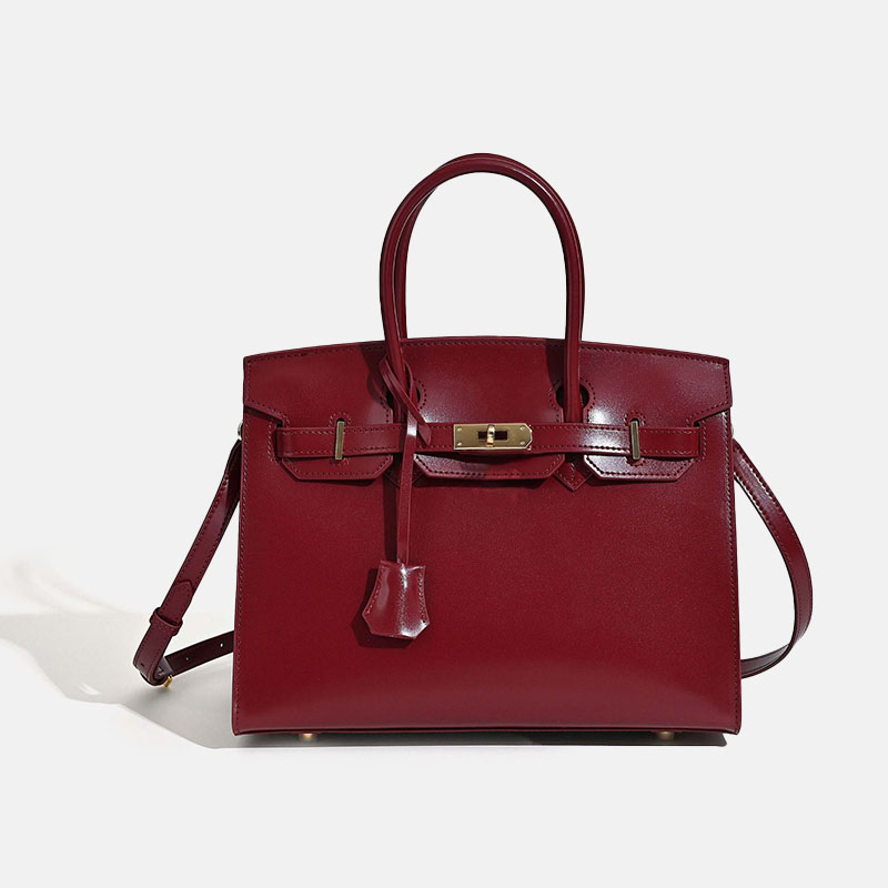 Sacs à main en cuir fendu rigide et lisse pour femmes, avec quincaillerie dorée et argentée, 30 cm