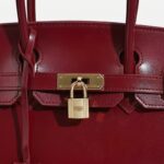 Women's Stiff Smooth Split Leather Top Handle Bags Gold & Silver Hardware 30cm