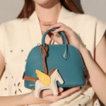 Sac à main de bowling en cuir de grain supérieur en forme de coquillage pour femmes