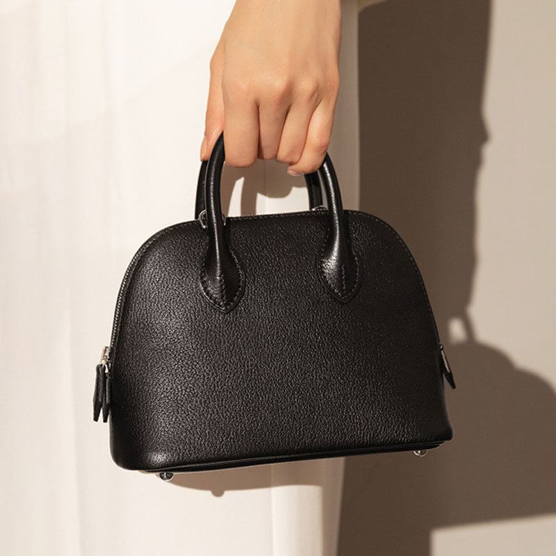 Sac à main de bowling en cuir de grain supérieur en forme de coquillage pour femmes