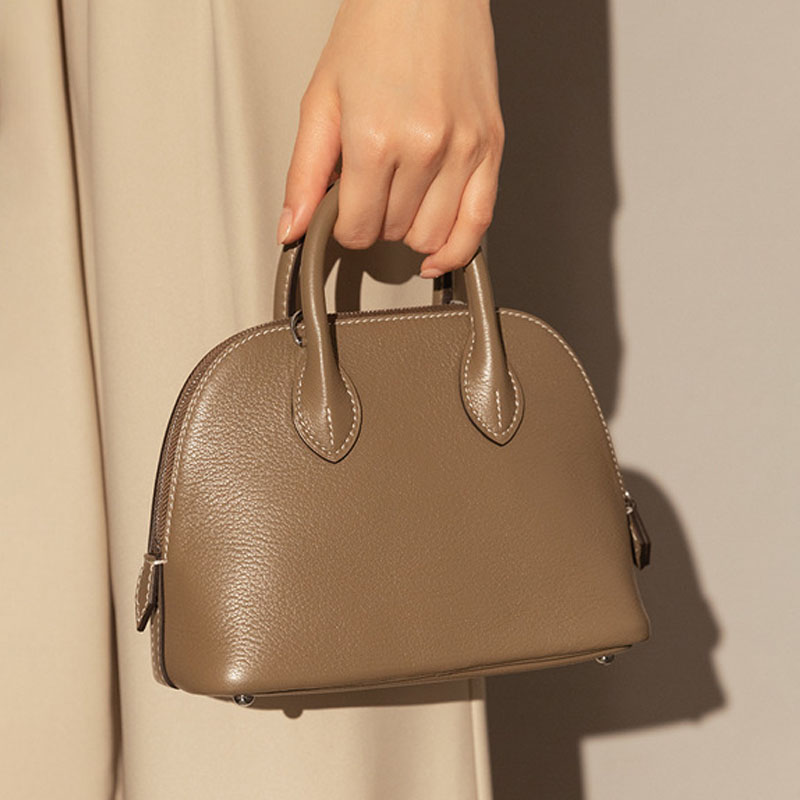 Sac à main de bowling en cuir de grain supérieur en forme de coquillage pour femmes