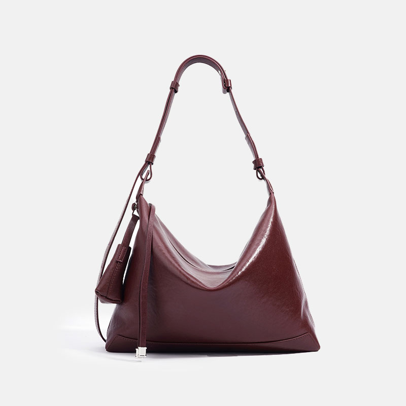 Sac hobo en cuir de grain supérieur tanné au végétal pour femmes