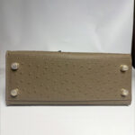 Women's Vintage Ostrich Embossed Full-Grain Leather Handbag In Gold Hardware