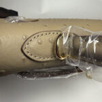 Women's Vintage Ostrich Embossed Full-Grain Leather Handbag In Gold Hardware