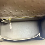 Women's Vintage Ostrich Embossed Full-Grain Leather Handbag In Gold Hardware