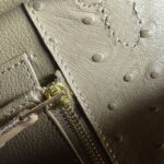 Women's Vintage Ostrich Embossed Full-Grain Leather Handbag In Gold Hardware