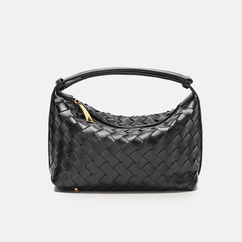 Sac à main vintage en cuir de grain supérieur tressé pour femmes