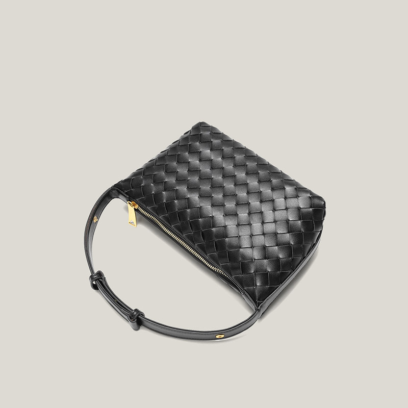 Women's Vintage Top-Grain Leather Woven Shoulder Handbag