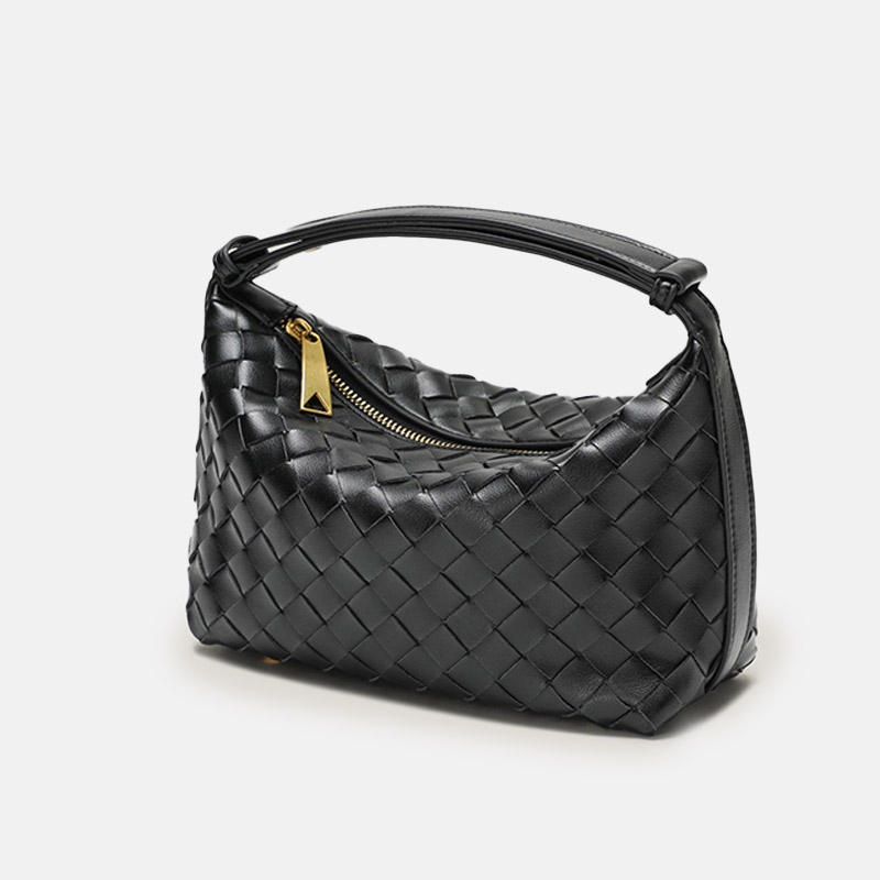 Women's Vintage Top-Grain Leather Woven Shoulder Handbag