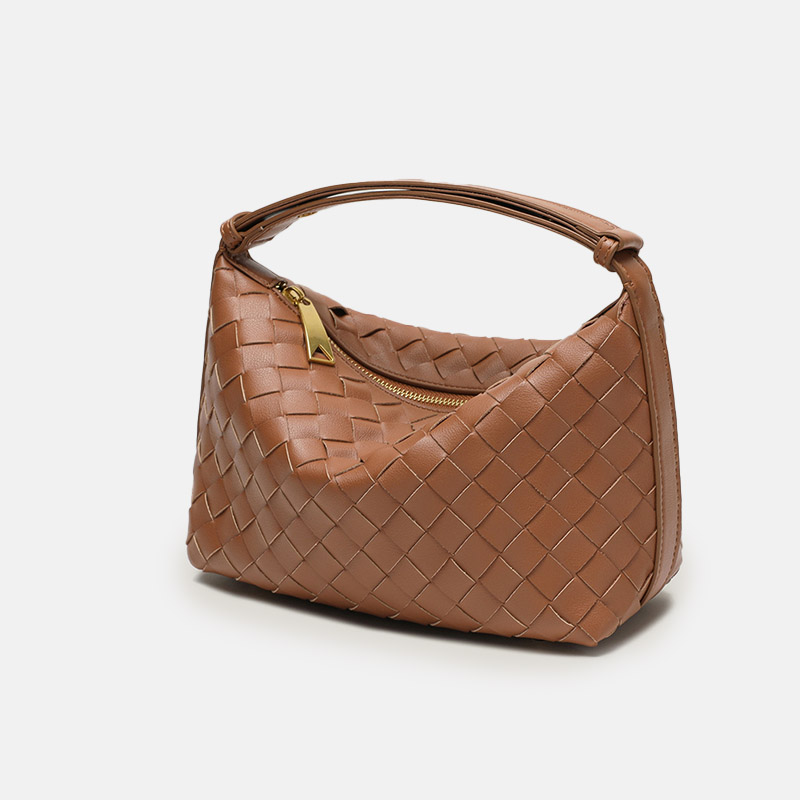 Women's Vintage Top-Grain Leather Woven Shoulder Handbag