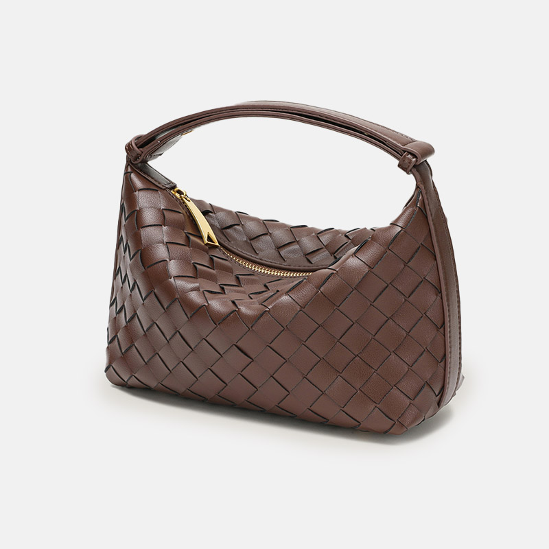 Women's Vintage Top-Grain Leather Woven Shoulder Handbag