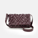 Sac à bandoulière en cuir ciré plissé et tissé pour femmes