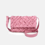 Sac à bandoulière en cuir ciré plissé et tissé pour femmes