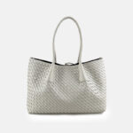 Women's Woven Genuine Leather Shoulder Tote Bag