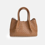 Women's Woven Genuine Leather Shoulder Tote Bag