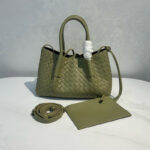Women's Woven Genuine Leather Shoulder Tote Bag