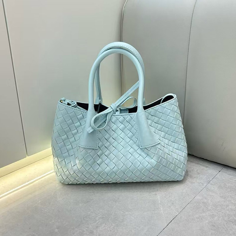 Women's Woven Genuine Leather Shoulder Tote Bag
