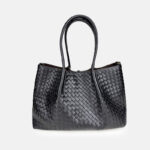 Women's Woven Genuine Leather Shoulder Tote Bag