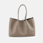 Women's Woven Genuine Leather Shoulder Tote Bag