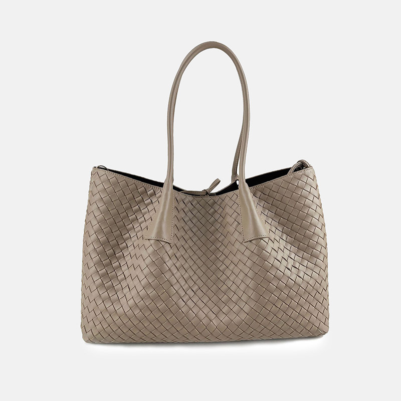 Women's Woven Genuine Leather Shoulder Tote Bag
