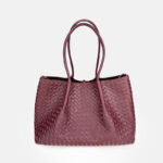 Women's Woven Genuine Leather Shoulder Tote Bag