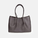 Women's Woven Genuine Leather Shoulder Tote Bag