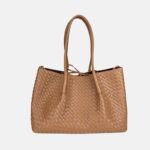Women's Woven Genuine Leather Shoulder Tote Bag