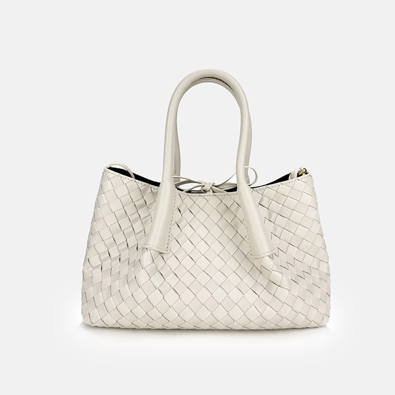 Women's Woven Genuine Leather Shoulder Tote Bag