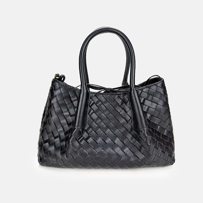 Women's Woven Genuine Leather Shoulder Tote Bag
