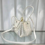 Women's Woven Split Leather Crossbody Shoulder Bucket Bag