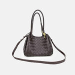 Women's Woven Split Leather Crossbody Shoulder Bucket Bag