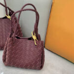 Women's Woven Split Leather Crossbody Shoulder Bucket Bag