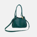 Women's Woven Split Leather Crossbody Shoulder Bucket Bag