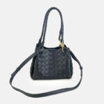 Women's Woven Split Leather Crossbody Shoulder Bucket Bag