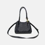 Women's Woven Split Leather Crossbody Shoulder Bucket Bag