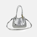 Women's Woven Split Leather Crossbody Shoulder Bucket Bag