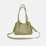 Women's Woven Split Leather Crossbody Shoulder Bucket Bag