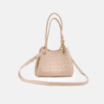 Women's Woven Split Leather Crossbody Shoulder Bucket Bag