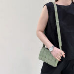 Sac à bandoulière en cuir d'agneau tressé de grain supérieur pour femmes