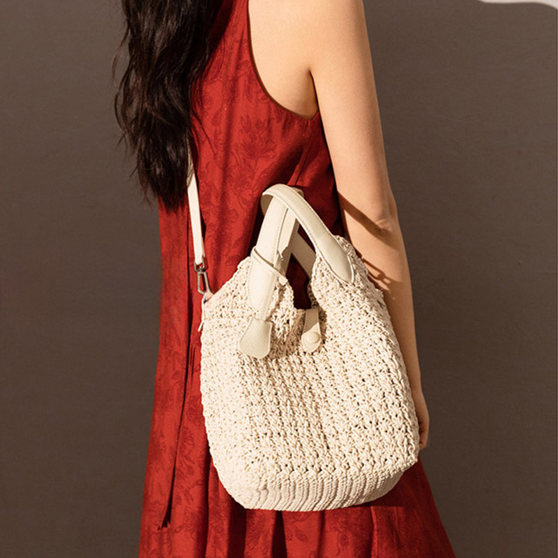 Sac à dos en corde cirée tissée pour femmes