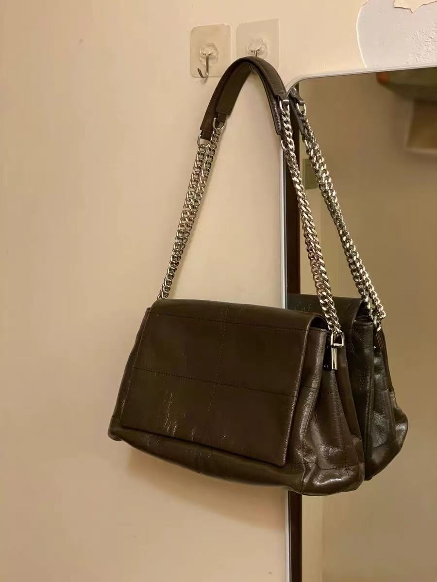 Women's Leather Quilted Magnetic Flap Chain Crossbody Bag photo review