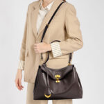 Women's Coffee Vintage Leather Shoulder Crossbody Bag In Gold Hardware