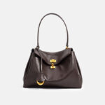 Women's Coffee Vintage Leather Shoulder Crossbody Bag In Gold Hardware
