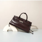 Damen Vollnarbenleder Crossbody Schulter Boston Handtasche In Silber Hardware