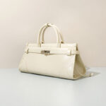 Damen Vollnarbenleder Crossbody Schulter Boston Handtasche In Silber Hardware