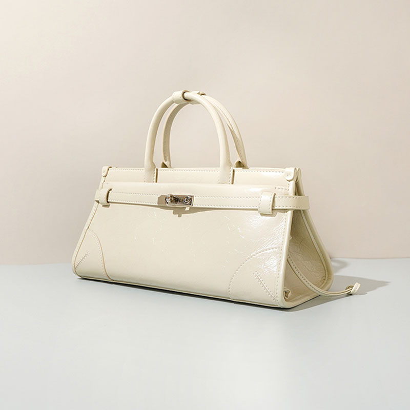 Damen Vollnarbenleder Crossbody Schulter Boston Handtasche In Silber Hardware
