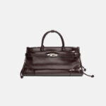 Damen Vollnarbenleder Crossbody Schulter Boston Handtasche In Silber Hardware