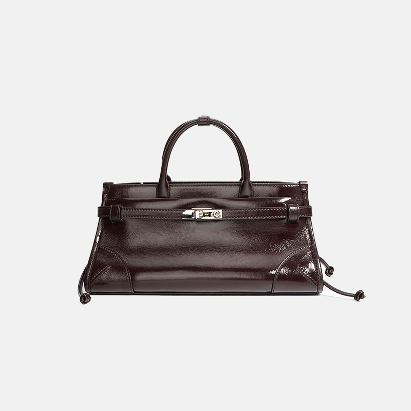 Damen Vollnarbenleder Crossbody Schulter Boston Handtasche In Silber Hardware