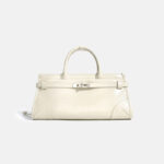 Damen Vollnarbenleder Crossbody Schulter Boston Handtasche In Silber Hardware